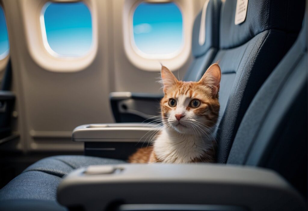 cat in airplane seat