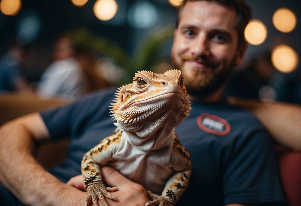 guy holding bearded dragon