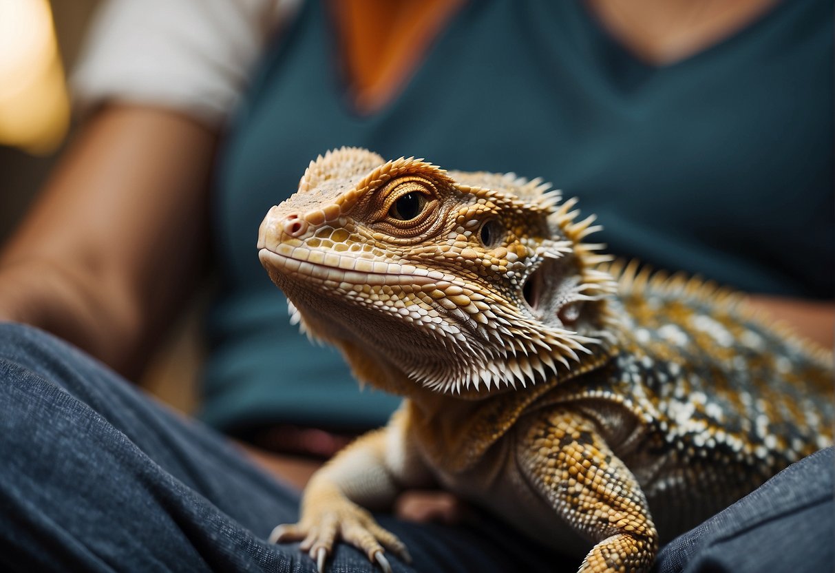 guy holding bearded dragon