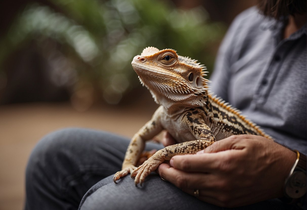 guy holding bearded dragon