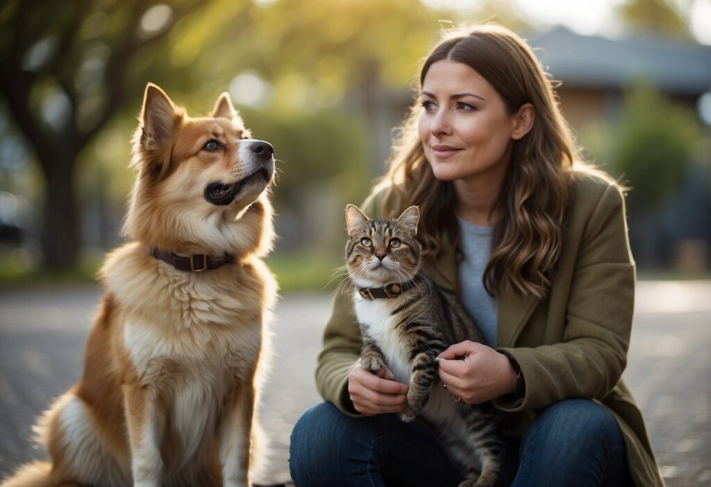 woman with cat and dog