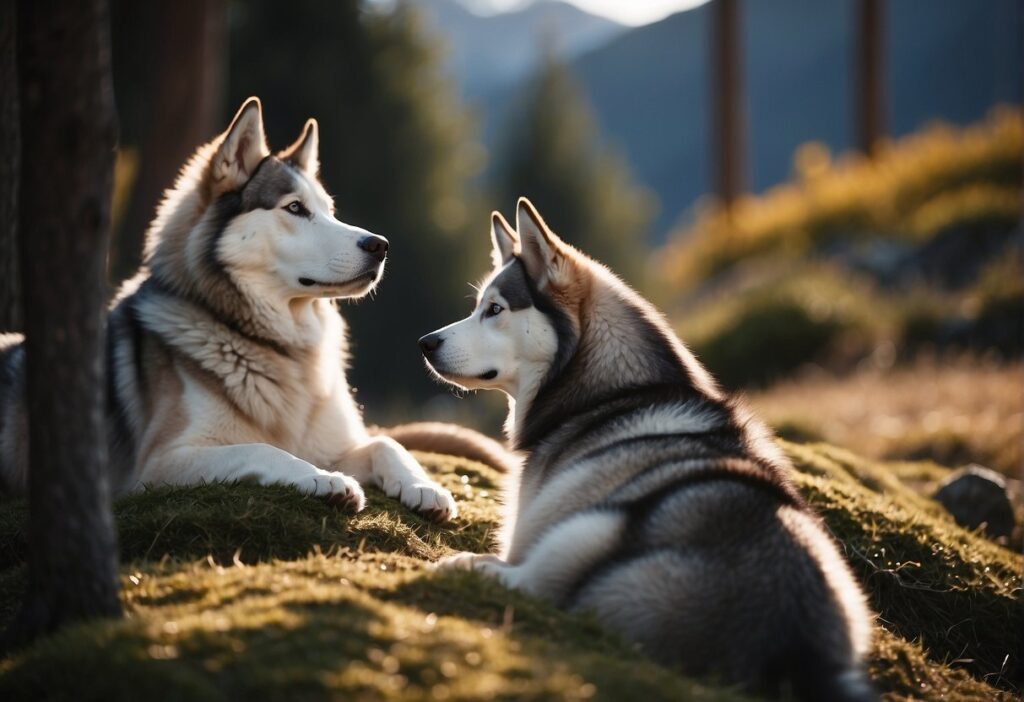 pair of huskies