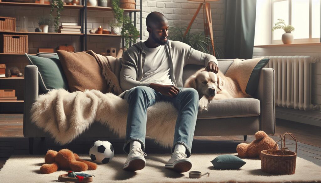 guy with esa dog on couch