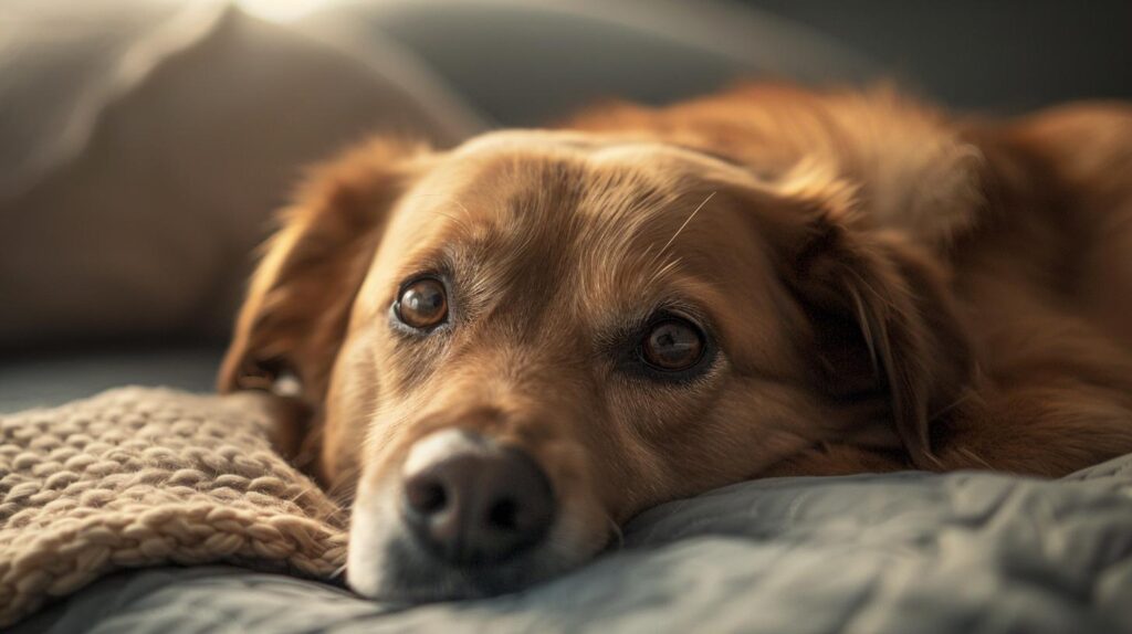 esa dog on blanket