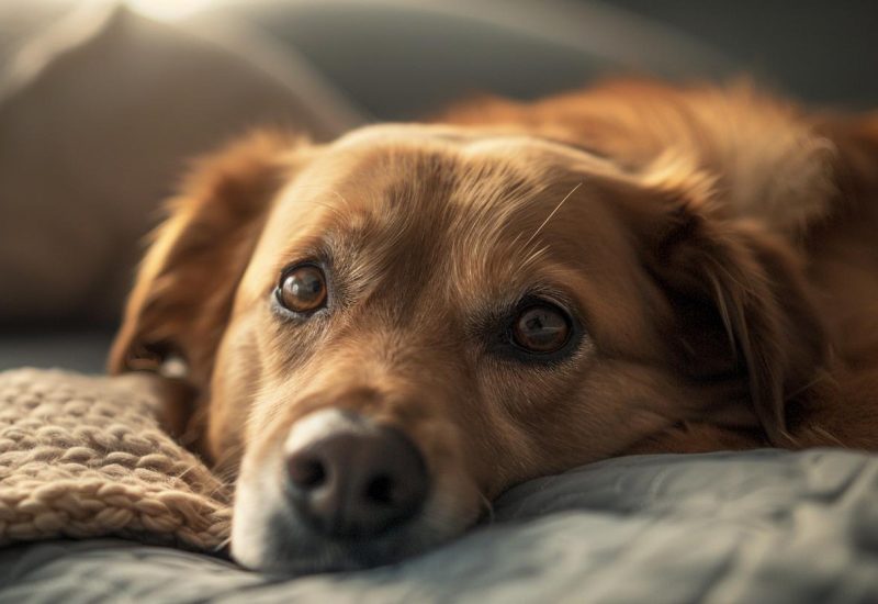 esa dog on blanket