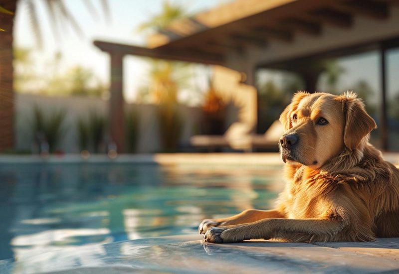 esa dog by pool esa dog by pool