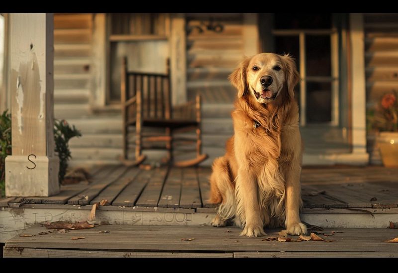 esa dog on porch