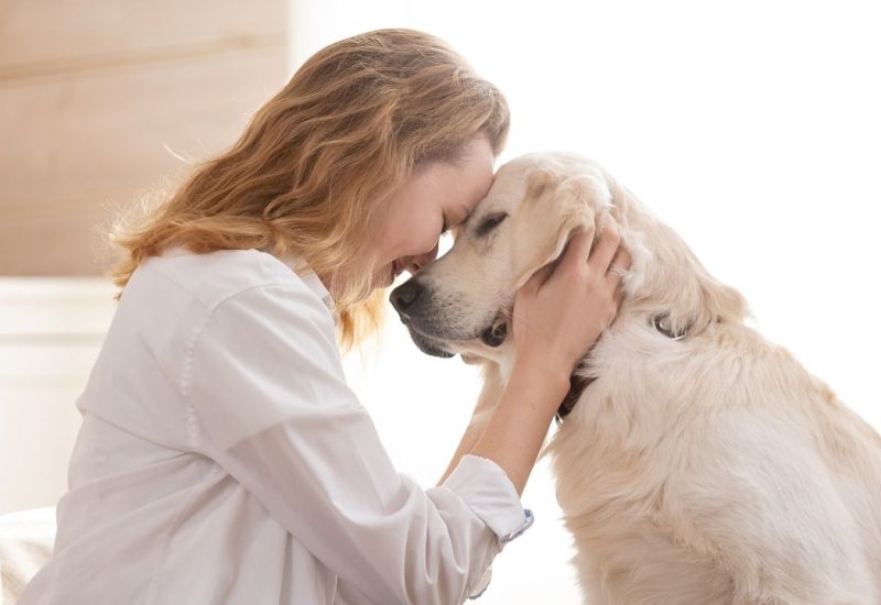 esa dog and female owner