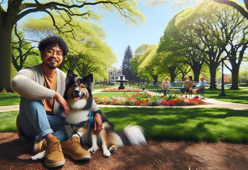 guy in park with esa dog