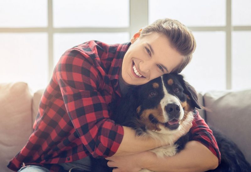 guy with esa dog in arms