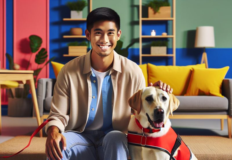 happy guy with esa dog