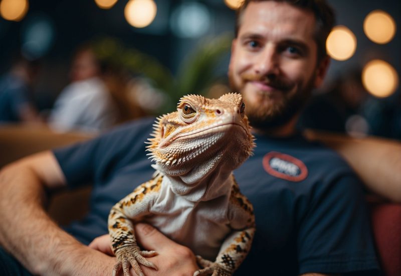 guy holding bearded dragon
