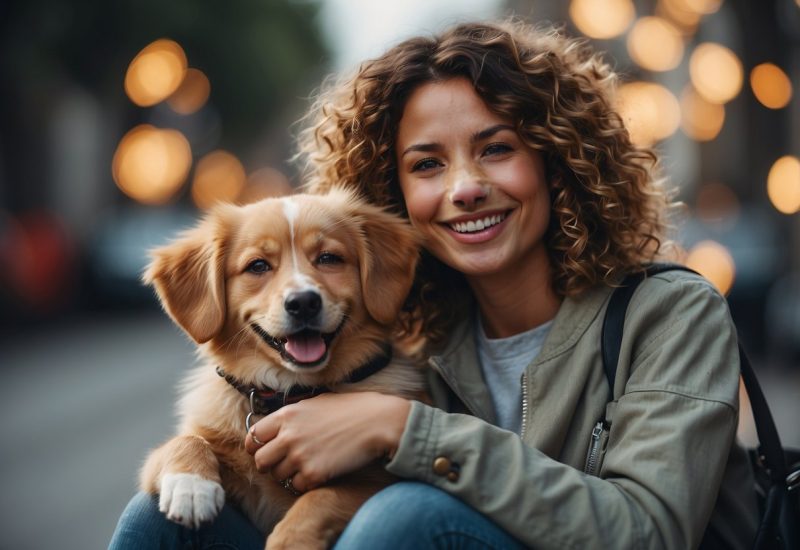 woman with puppy woman with puppy