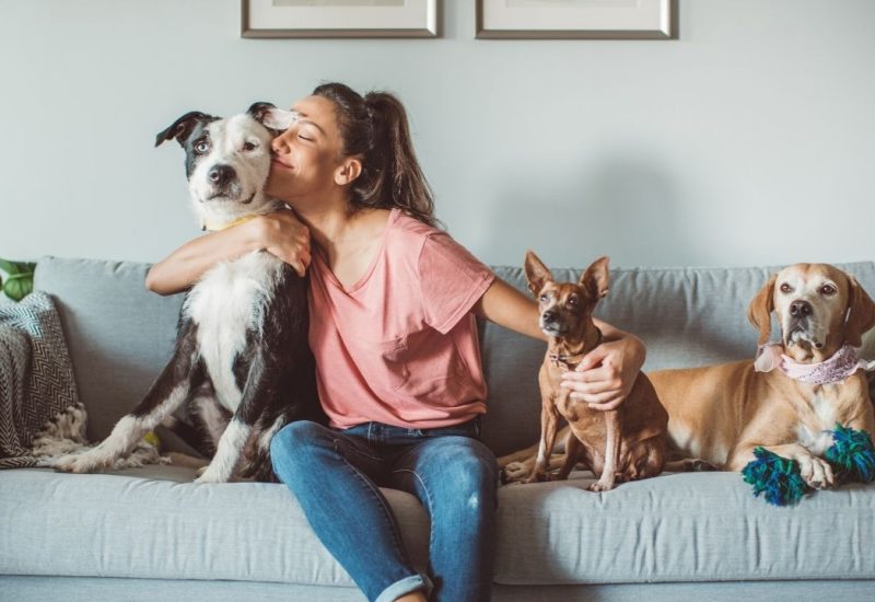 smiling woman ith dog