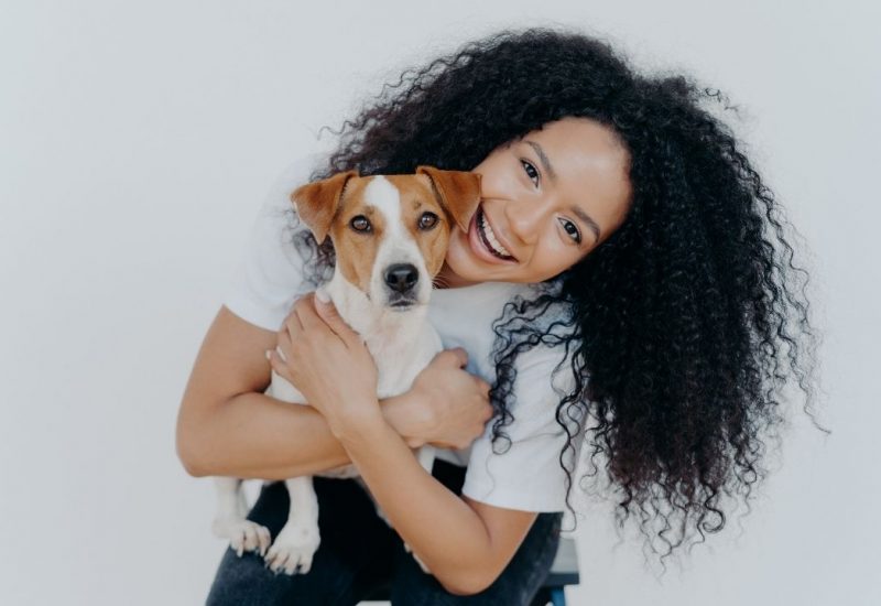 woman hug dog woman hug dog